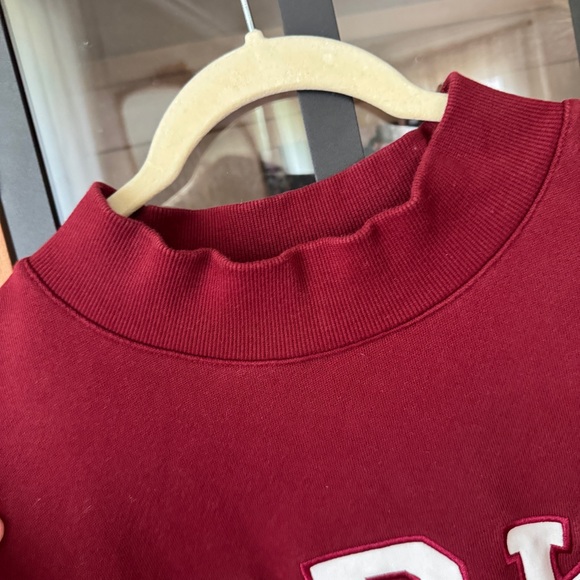 PARKE Mock Neck pullover sweatshirt varsity heritage fleece deep maroon patches - Picture 7 of 7